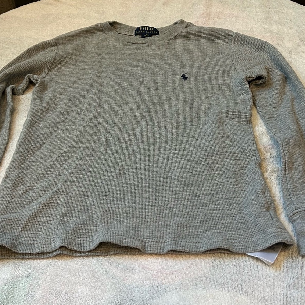 Polo by Ralph Lauren Heather Gray Waffle Knit Top